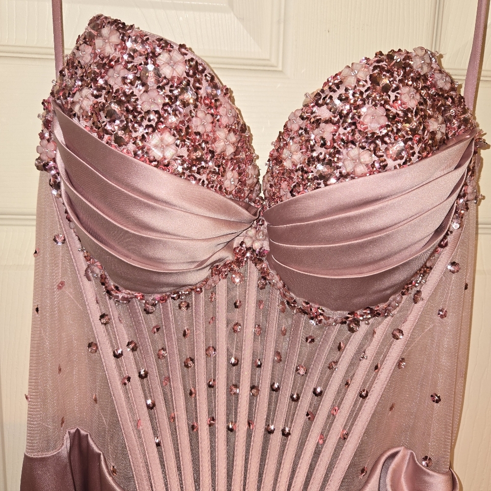GB Floral Beaded Corset Long Dress